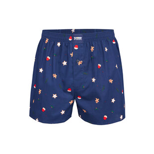 Happy Shorts Wijde Kerst Boxershort Heren Koekjes Print Blauw