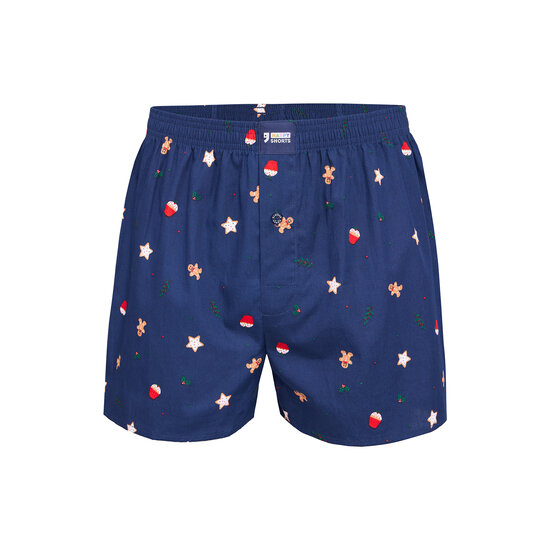 Happy Shorts Happy Shorts Wijde Kerst Boxershort Heren Koekjes Print Blauw