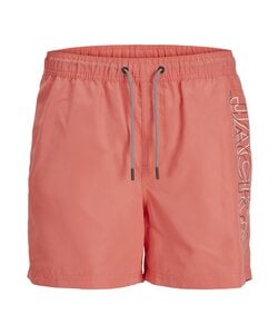 Jack & Jones Heren Zwemshorts JPSTFIJI Double Logo Effen Hot Coral