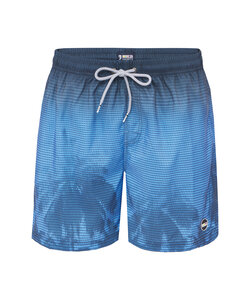 Happy Shorts Men's Swim Short Faded Palm Tree Print Blue