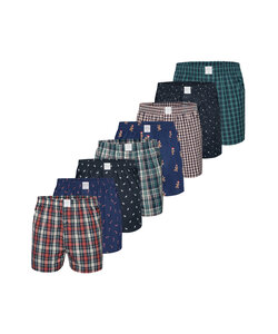 MG-1 Wide Winter Boxer Shorts Men's Plaid/Christmas Prints 8-Pack