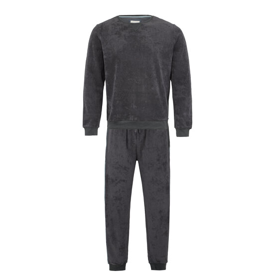 Phil & Co Phil & Co Lange Heren Winter Pyjama Set Badstof Frotté Antraciet