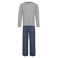 Phil & Co Phil & Co Lange Heren Winter Pyjama Set Katoen Geruit Grijs