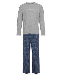 Phil & Co Long Men's Winter Pajama Set Cotton Checkered Gray