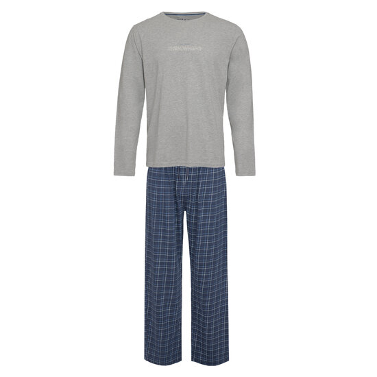 Phil & Co Phil & Co Long Men's Winter Pajama Set Cotton Checkered Gray