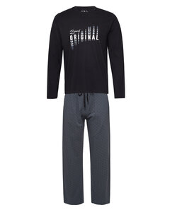 Phil & Co Long Men's Winter Pajama Set Cotton Brand Original Black/Grey