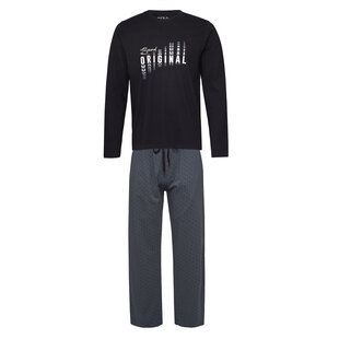 Phil & Co Long Men's Winter Pajama Set Cotton Brand Original Black/Grey