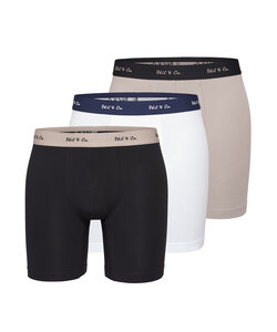 Phil & Co Boxer Shorts Men's Long-Pipe Boxer Briefs 3-Pack Black / Beige / White