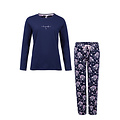 By Louise By Louise Dames Pyjama Set Lang Katoen Donkerblauw