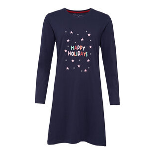 Happy Shorts Dames Kerst Pyjama Nachthemd Donkerblauw