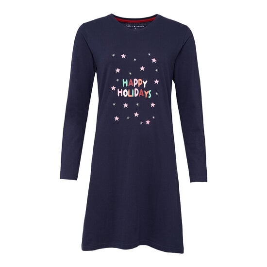 Happy Shorts Happy Shorts Dames Kerst Pyjama Nachthemd Donkerblauw