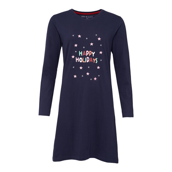 Happy Shorts Happy Shorts Ladies Christmas Pajama Nightshirt Dark Blue