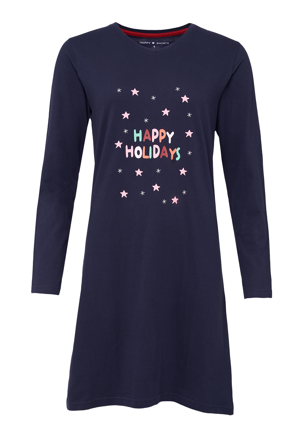 Happy Shorts Happy Shorts Dames Kerst Pyjama Nachthemd Donkerblauw