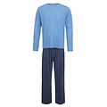 Phil & Co Phil & Co Lange Heren Winter Pyjama Set Katoen Print Op De Broek Blauw