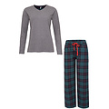 By Louise By Louise Dames Pyjama Set Met Flanellen Pyjamabroek Grijs