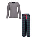 By Louise By Louise Ladies Pajama Set With Flannel Pajama Pants Gray