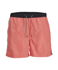 Jack & Jones Heren Zwemshorts JPSTFIJI Black Tape Effen Hot Coral