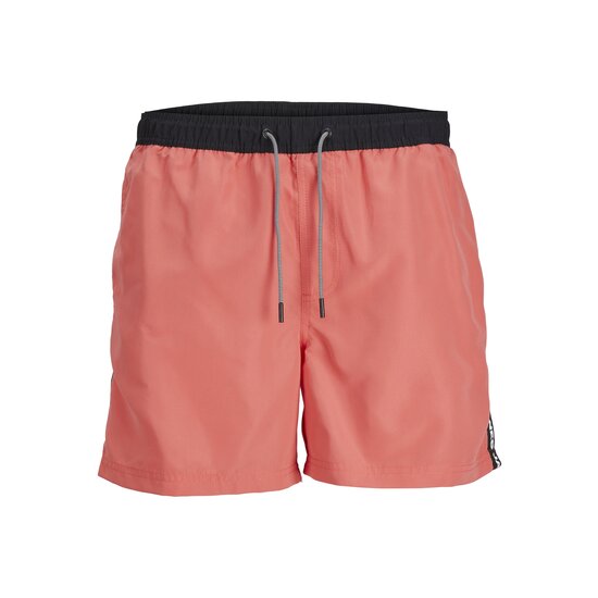 Jack & Jones Jack & Jones Men's Swim Shorts JPSTFIJI Black Tape Solid Hot Coral