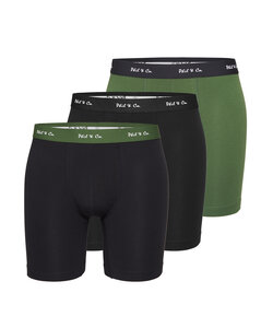 Phil & Co Boxer Shorts Men's Long-Pipe Boxer Briefs 3-Pack Black / Green