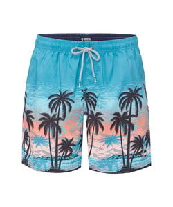 Happy Shorts Men's Swim Short Beach Palm Tree Print Blue