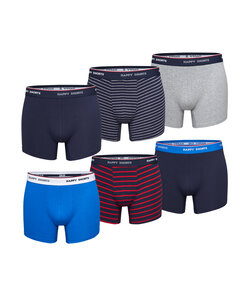 Happy Shorts Boxer Shorts Men Multipack 6-Pack Plain/Striped Blue