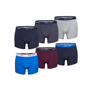 Happy Shorts Boxershorts Heren Multipack 6-Pack Effen / Gestreept Blauw
