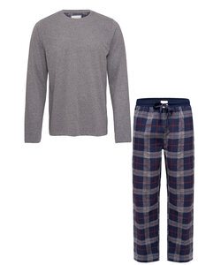 Phil & Co Long Men's Pajama Set With Flannel Pajama Pants Grey