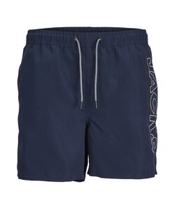 Jack & Jones Heren Zwemshorts JPSTFIJI Double Logo Effen Donkerblauw