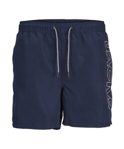 Jack & Jones Men's Swim Shorts JPSTFIJI Double Logo Plain Dark Blue