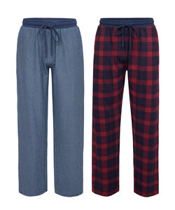 Phil & Co Men's Pyjama Pants Long Cotton Striped/Checked 2-Pack