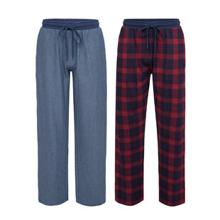 Phil & Co Men's Pyjama Pants Long Cotton Striped/Checked 2-Pack