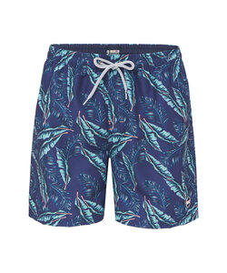 Happy Shorts Men's Swim Short Leaf Print Blue