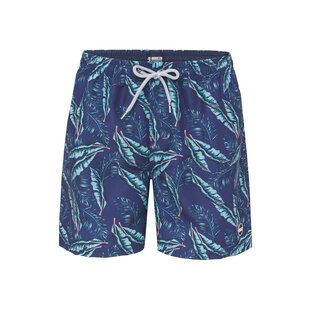 Happy Shorts Men's Swim Short Leaf Print Blue