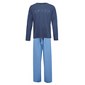 Phil & Co Phil & Co Lange Heren Winter Pyjama Set Katoen Daily Motivation Donkerblauw