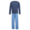 Phil & Co Phil & Co Long Men's Winter Pajama Set Cotton Daily Motivation Dark Blue