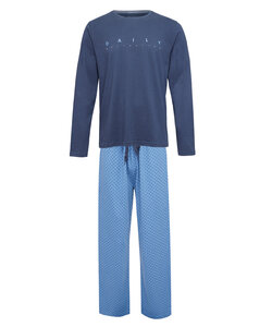 Phil & Co Long Men's Winter Pajama Set Cotton Daily Motivation Dark Blue