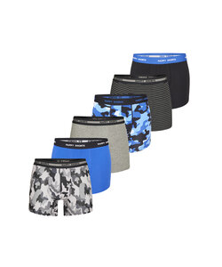 Happy Shorts Heren Boxershorts Trunks Camouflage Blauw/Grijs/Zwart 6-Pack