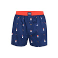 Happy Shorts Happy Shorts Wide Christmas Boxer Shorts Men's Santa Claus + Reindeer Dark Blue