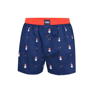 Happy Shorts Wijde Kerst Boxershort Heren Kerstmannen + Rendieren Donkerblauw