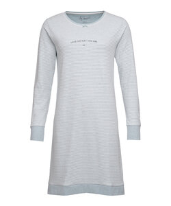 By Louise Ladies Nightshirt Interlock Long Sleeve Mint Striped