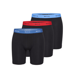 Phil & Co Boxershorts Heren Met Lange Pijpen Boxer Briefs 3-Pack Zwart