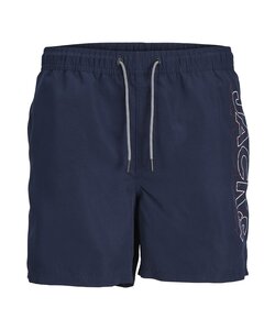 Jack & Jones Junior Jongens Zwemshort JPSTFIJI Double Logo Effen Donkerblauw