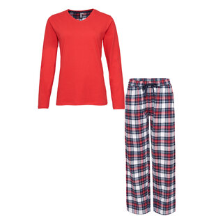 By Louise Ladies Pajama Set With Flannel Pajama Pants Red