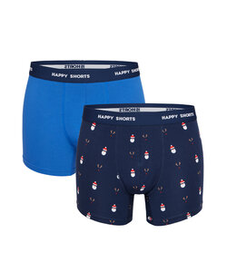 Happy Shorts 2-Pack Christmas Boxer Shorts Men Blue Santa Claus/Reindeer