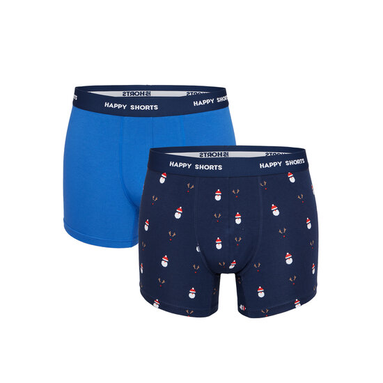 Happy Shorts Happy Shorts 2-Pack Christmas Boxer Shorts Men Blue Santa Claus/Reindeer