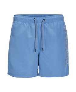 Jack & Jones Heren Zwemshorts JPSTFIJI Double Logo Effen Lichtblauw