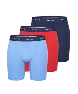 Phil & Co Boxershorts Heren Met Lange Pijpen Boxer Briefs 3-Pack Rood / Blauw