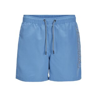 Jack & Jones Junior Jongens Zwemshort JPSTFIJI Double Logo Effen Lichtblauw