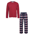 Phil & Co Phil & Co Lange Heren Pyjama Set Met Flanellen Pyjamabroek Rood