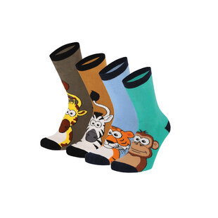 Apollo House Socks Boys Child 4-Pack Animal Print Non-Slip